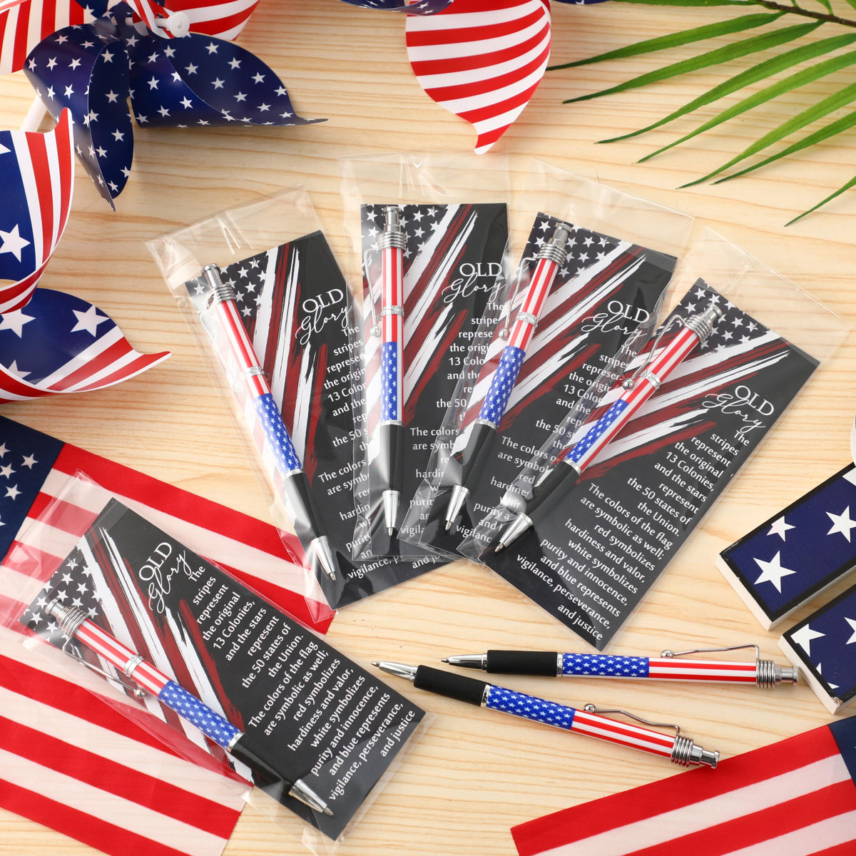 Motiskyy 70 Set Veterans Day American Flag Ballpoint Pen Patriotic USA Gift