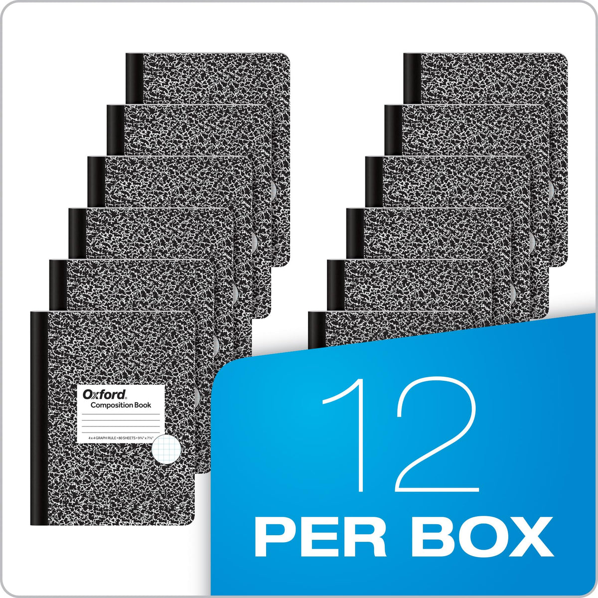 Tops Oxford Composition Notebooks, Graph Ruled Paper, 9-3/4" x 7-1/2", Black Marble Covers, 80