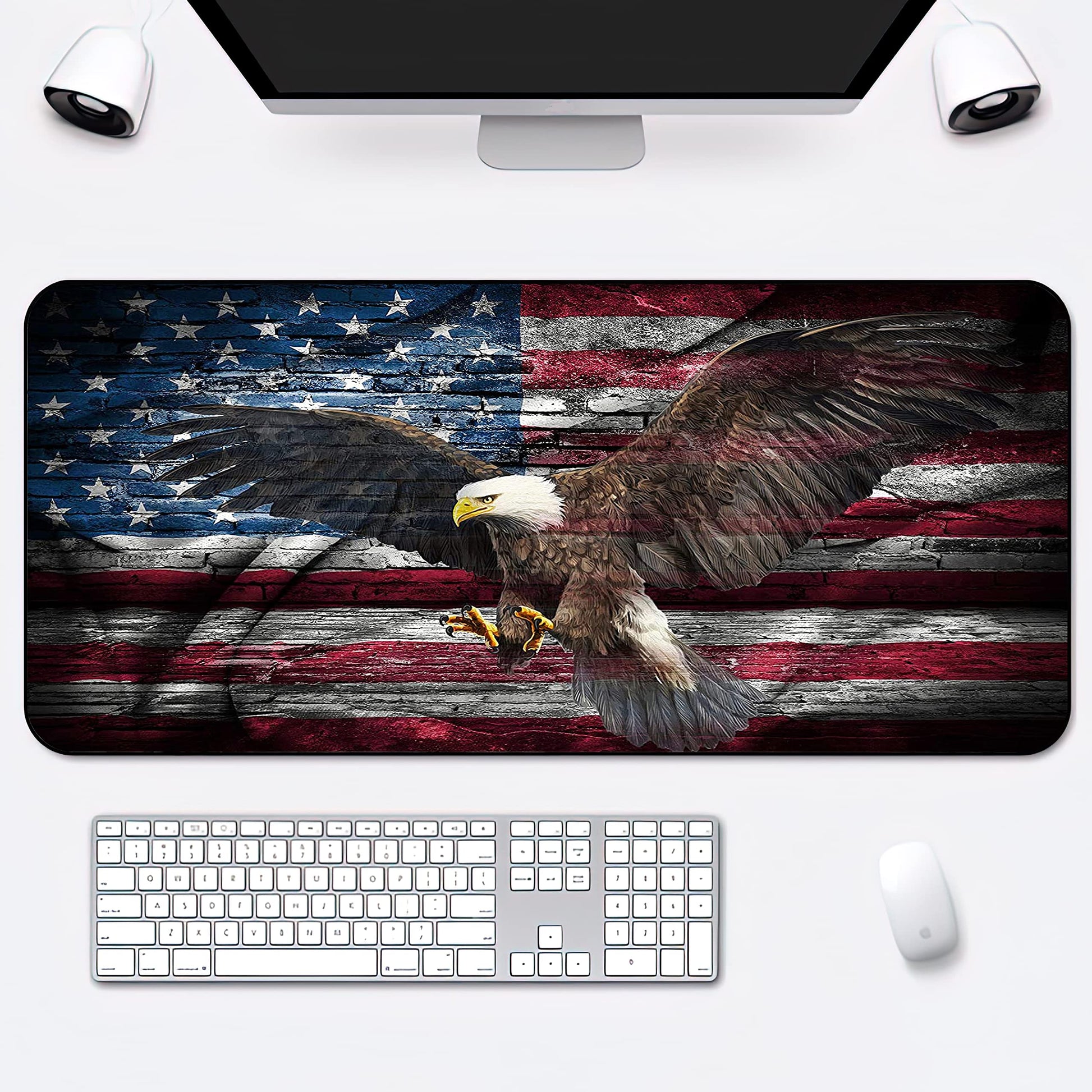 Patriotic Desk Mat,American Flag Gaming Mouse Pad,XXL Extended Mouse Pad Mat for