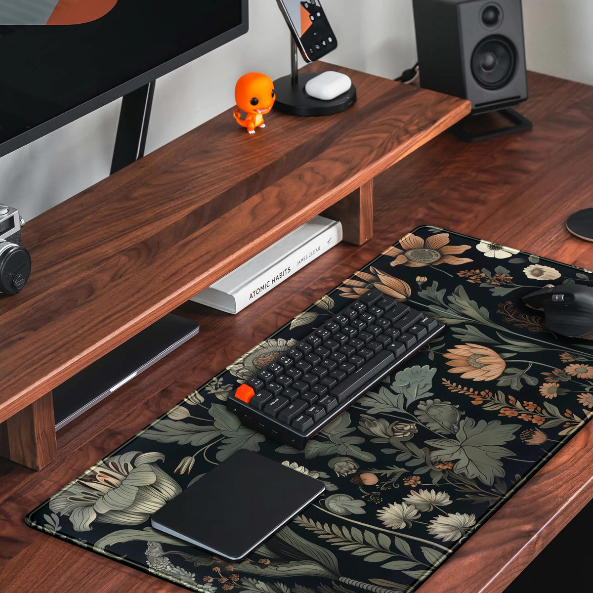Aesthetic Vintage Dark Flower Plants Wildflowers Large Gaming Mousepad XXL Keyboard Mouse Mat Full