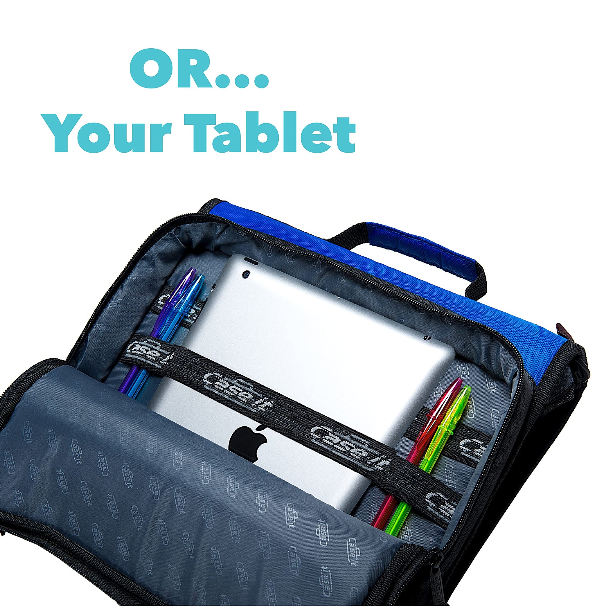 Case-it School Zipper Binder | 2-Inch O-Rings | 400-Sheet | LT-007 Blue