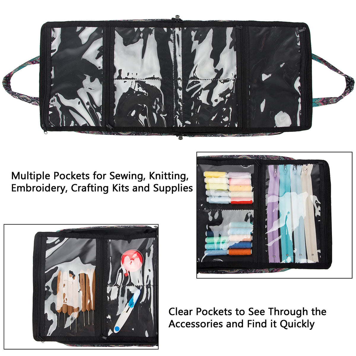 PACMAXI Sewing Accessories Storage Bag, Knitting, Craft Tools