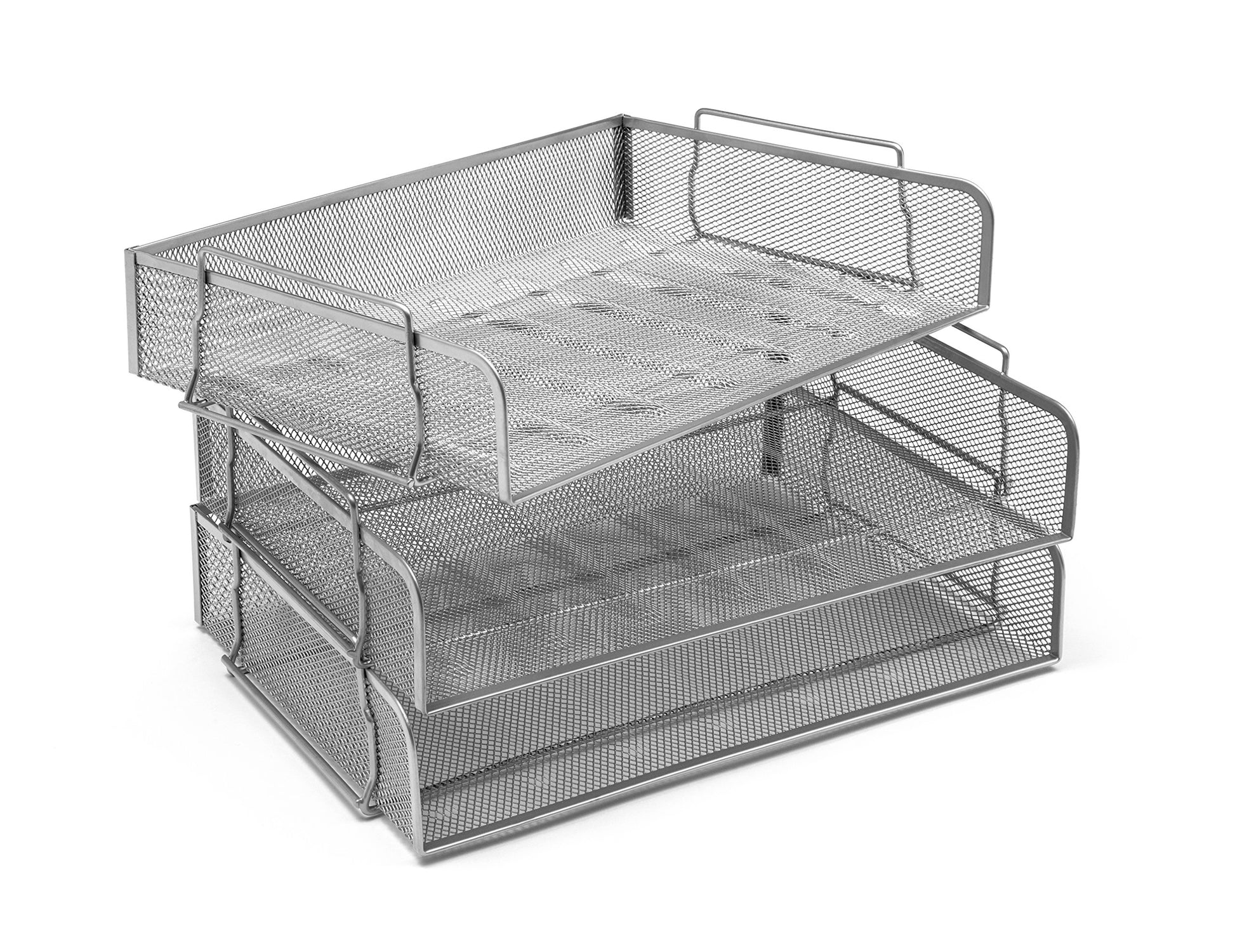 OSCO Silver Wiremesh Stackable Letter Tray (Landscape),335mm x 245mm x 63mm