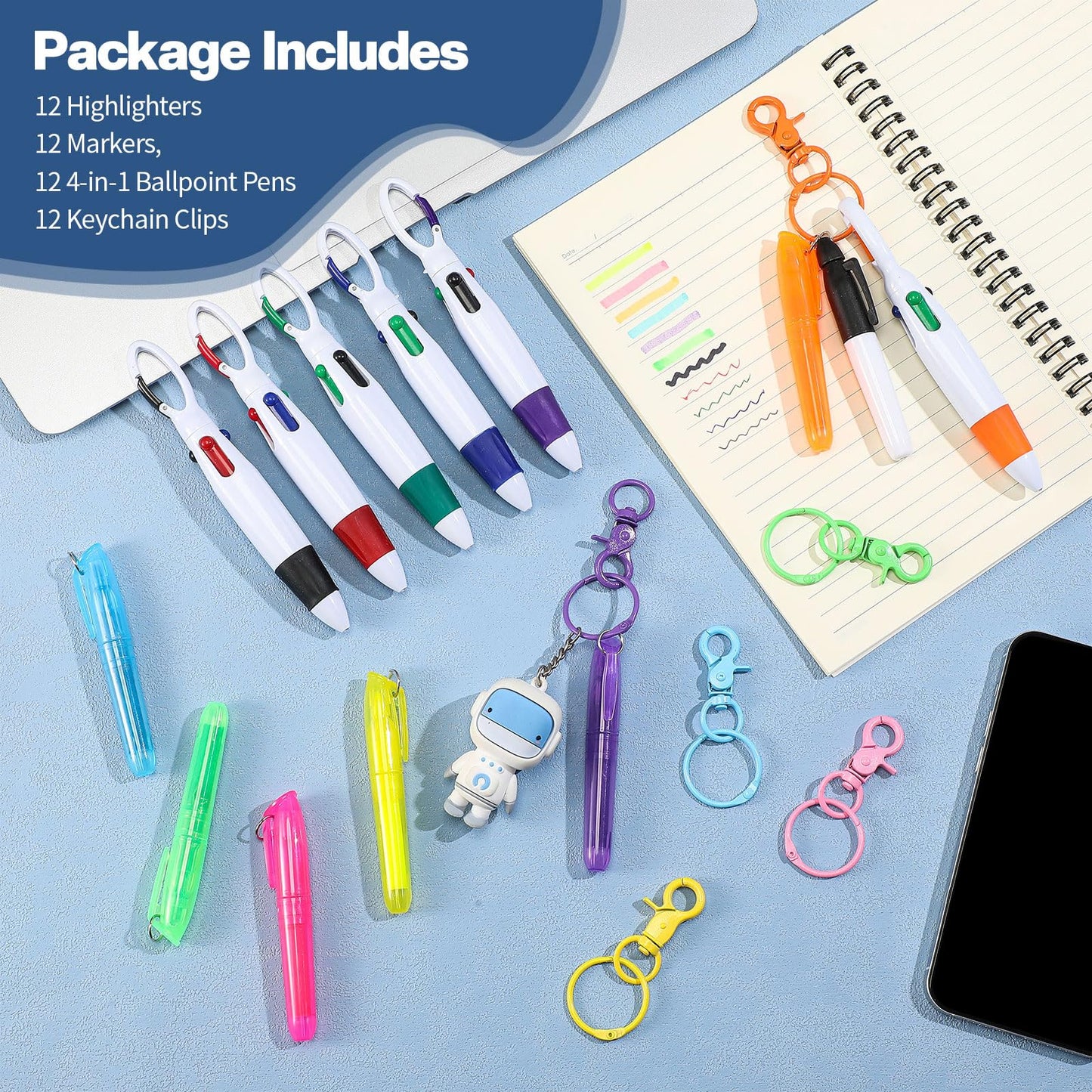Fainne 12 Sets Nurse Pens with Mini Highlighter for Badge Reel