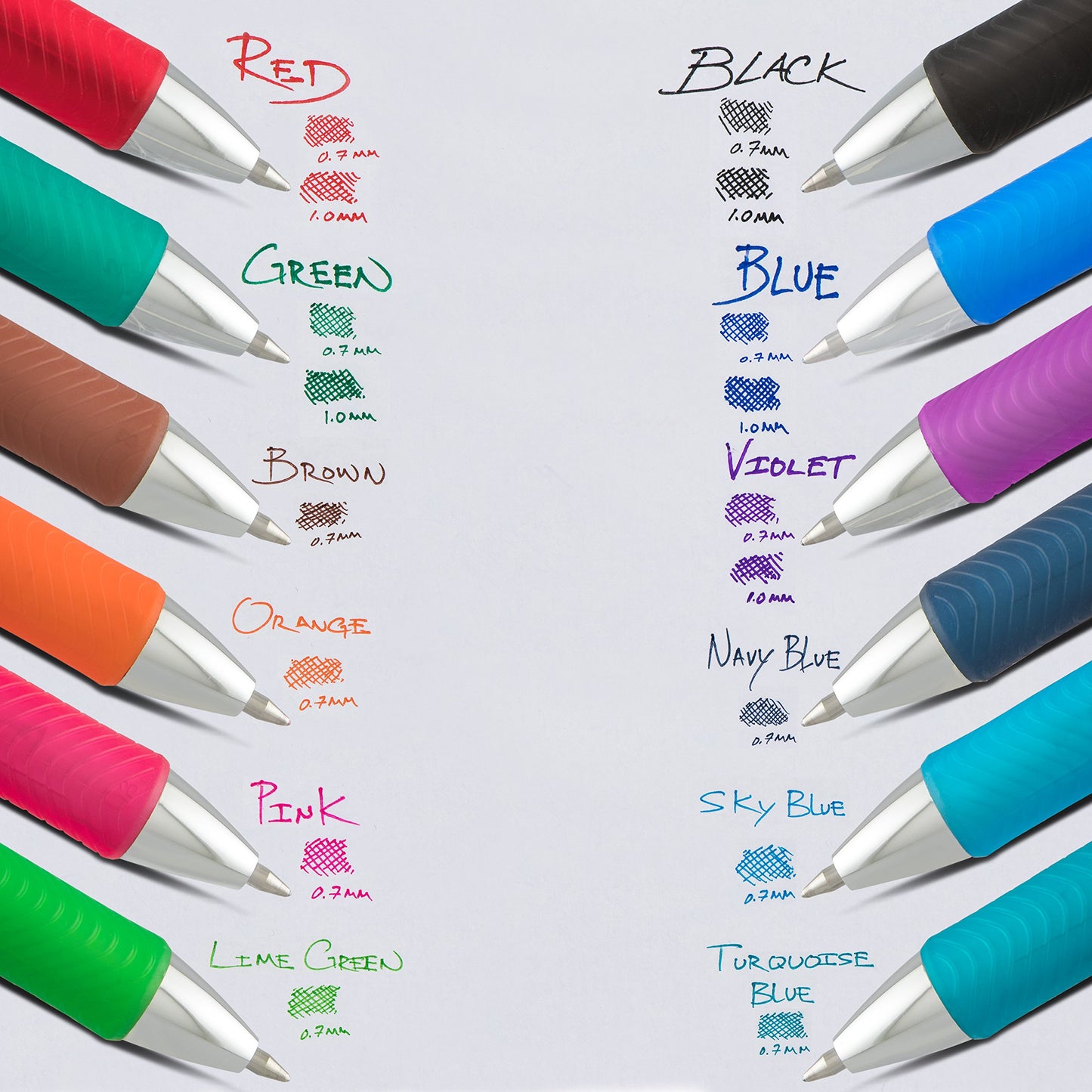Pentel EnerGel RTX Retractable Liquid Gel Pen, (0.7mm) Medium Line, Metal Tip, Assorted Ink, 10-Pk
