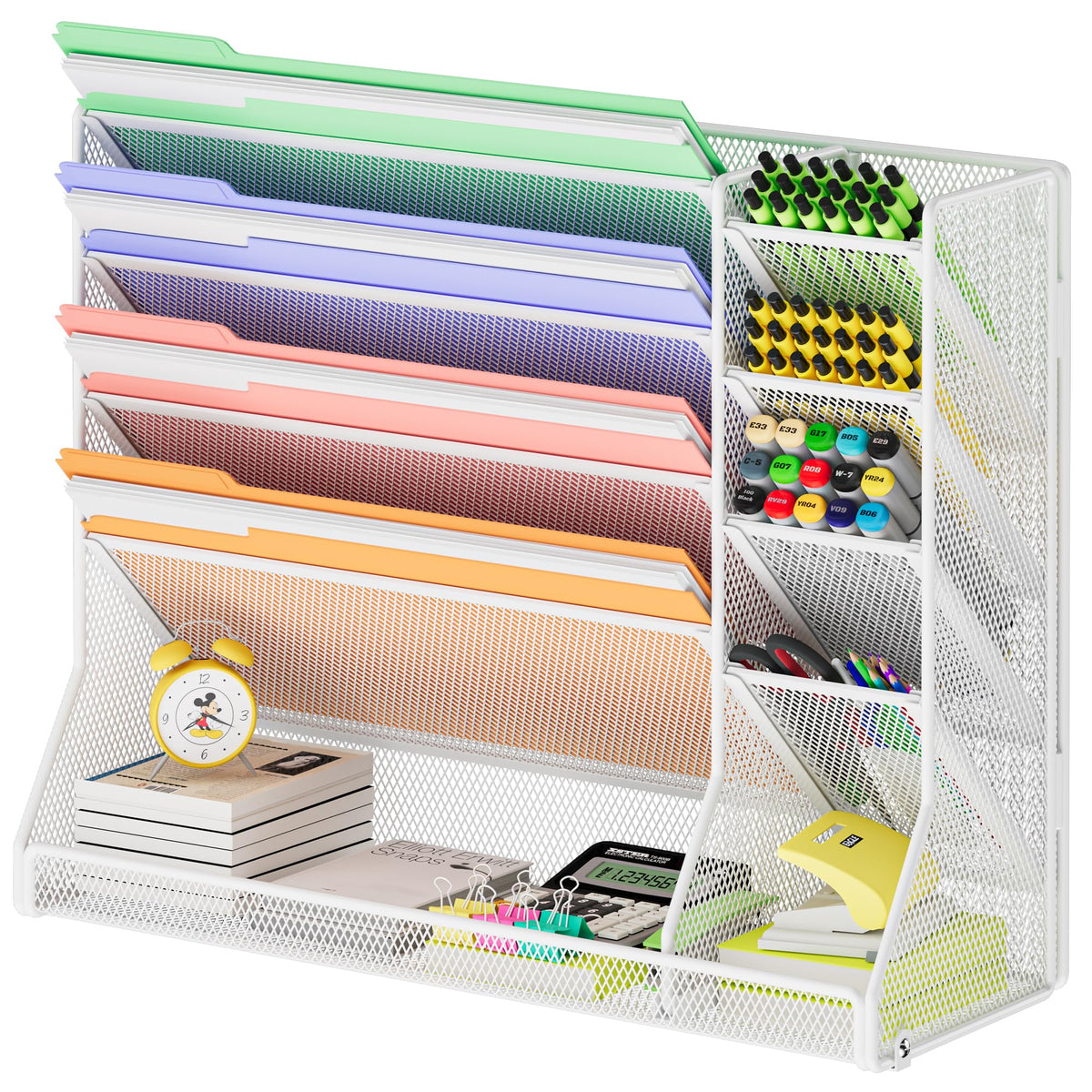Jakyitvi Adjustable 5 Tiers Wall File Organizer Metal Hanging Holder White