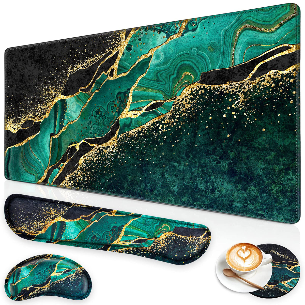 Canjoy Desk Mat with Wrist Rest, Keyboard and Mouse Pad Wrist Support Pad