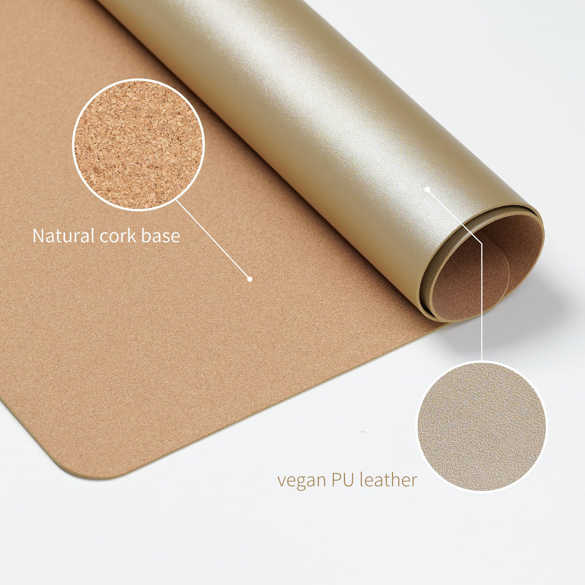 RENMTURE Desk Pad, Cork & PU Leather Desk Mat, Large Mouse pad, Non-Slip Desk Protector and