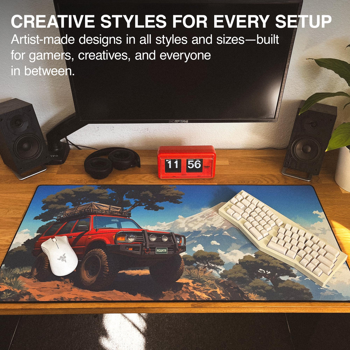 MPCO. Osakas-Overlander Large Gaming Desk Pad, 36" x 17" Aeroglyde Desk Mat
