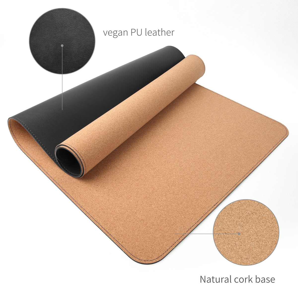 RENMTURE Dual-Sided Mouse Pad, Natural Cork & PU Leather Large Desk Pad for Office and Home Work