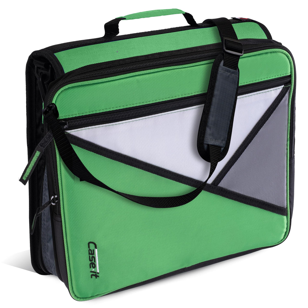 Case-it School Zipper Binder | 2" O-Rings | 400-Sheet | LT-007 Canopy Green