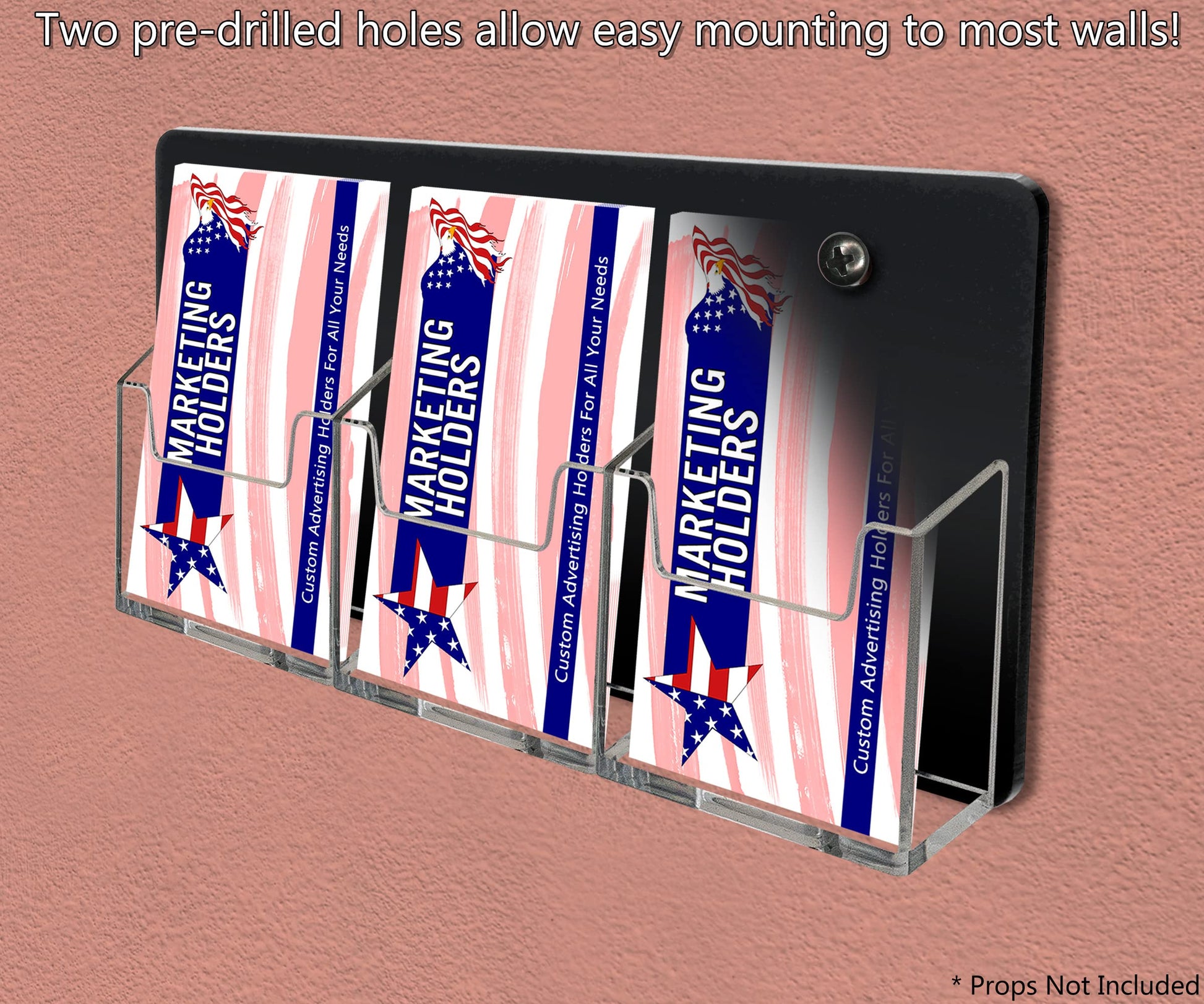 Marketing Holders Wall Business Card Holder with Hanging Hardware for 2" x 3.5" Vertical