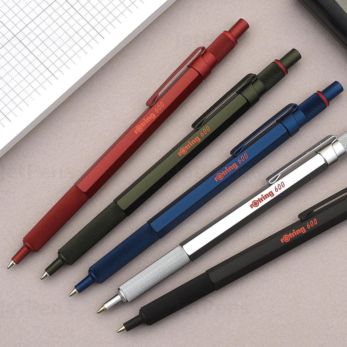 rOtring 600 Ballpoint Pen, Medium Point, Black Ink, Blue Barrel, Refillable - Smooth Writing
