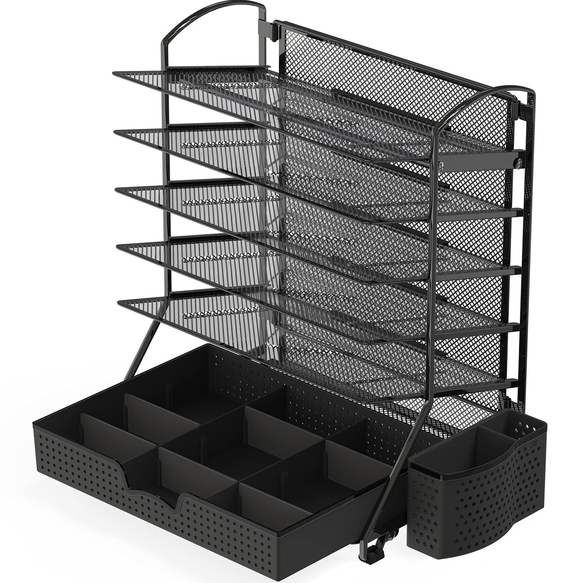 Simple Houseware 6-Tier Desk File Organizer w/Drawer & Pen Holder, Black
