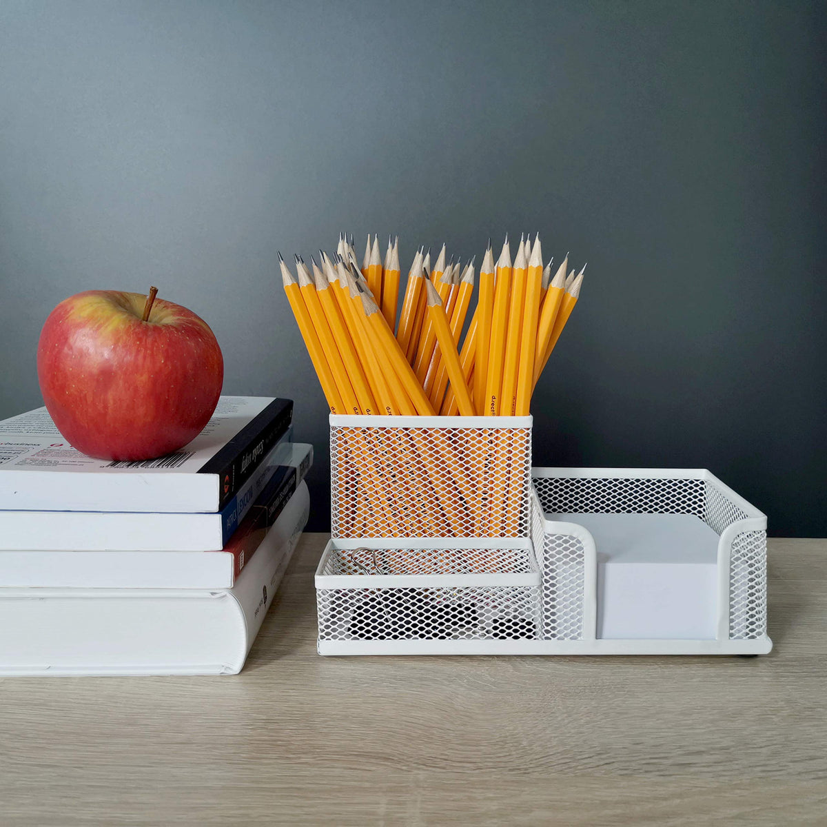 Leviatan Desk Organiser, Office Tray with Pen Holder and Memo Holder, Metal Mesh 205 x 103 x 98 mm