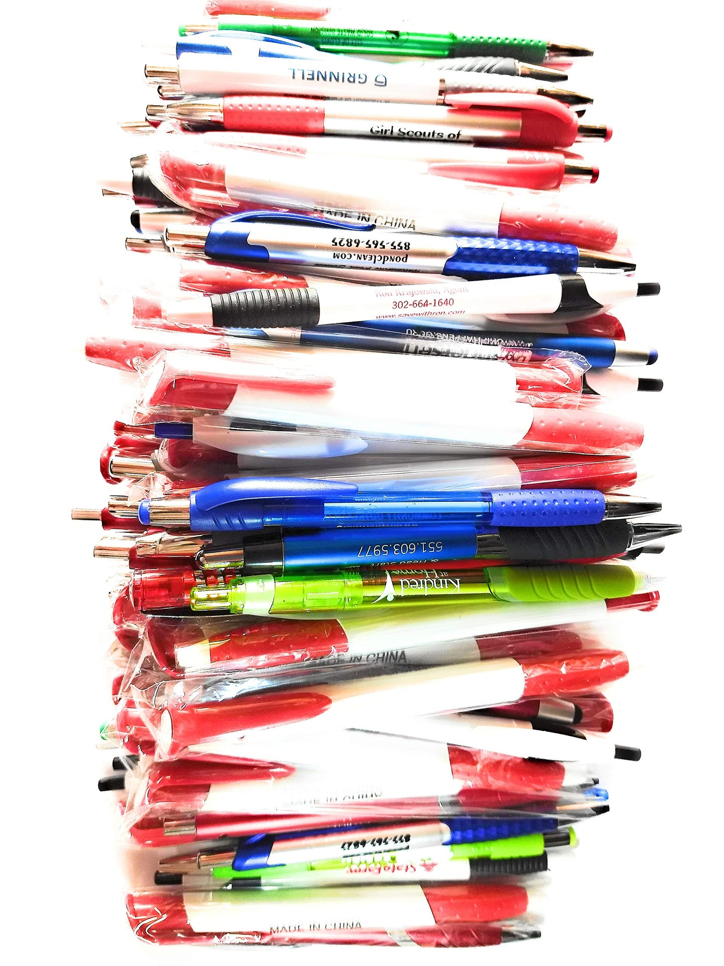 Wholesale Lot of 100 Misprint Ink Pens Ball Point Plastic Retractable Pens Mixed