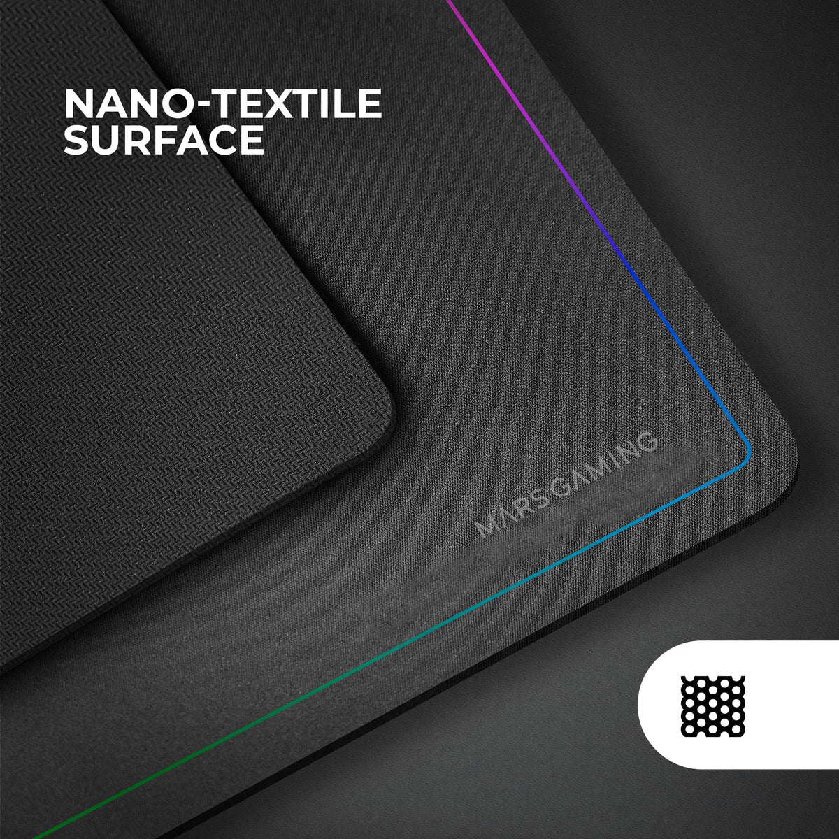MARSGAMING MMP224, XXL Gaming Mat 880 x 330 mm, Rainbow Edges Design, Natural Rubber Non-Slip Base