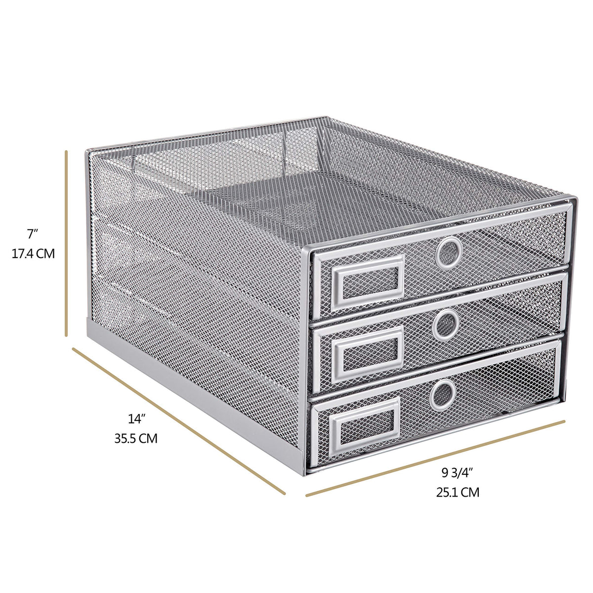 Annova Desk Organizer Wire Mesh 3 Tier Sliding Drawers Paper Sorter/Multifunctional/Premium Solid