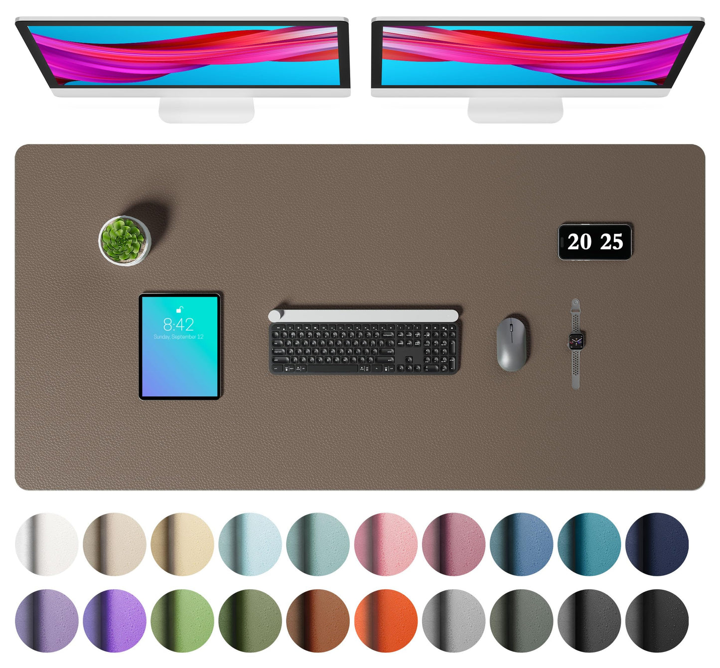 Aothia Faux Leather Desk Mat – Large Mouse Pad, Non-Slip PU Leather Blotter, Waterproof Writing