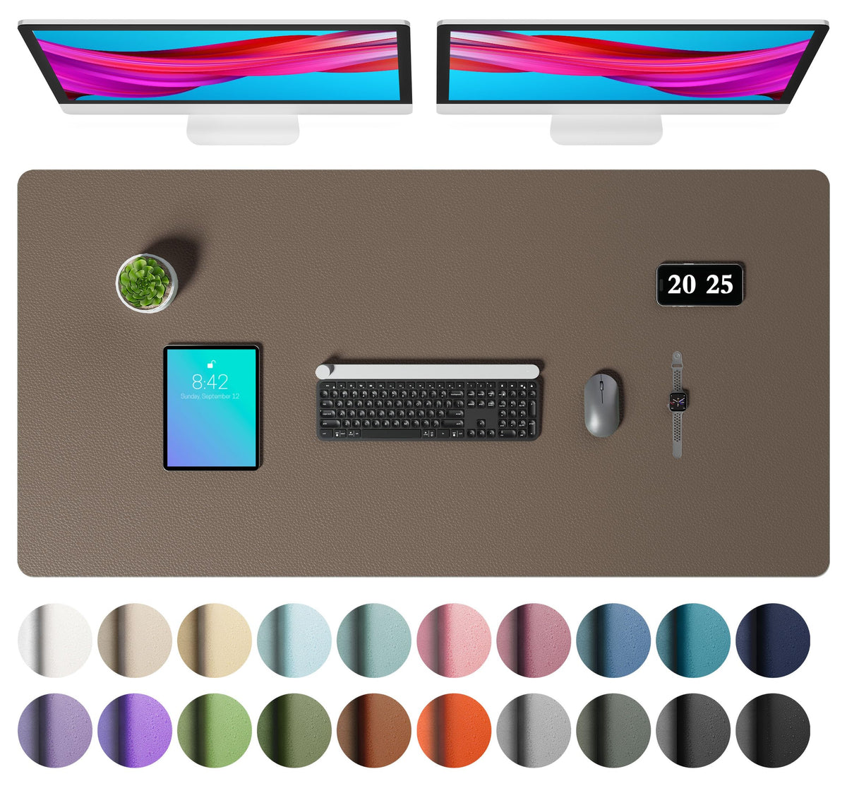 Aothia Faux Leather Desk Mat – Large Mouse Pad, Non-Slip PU Leather Blotter, Waterproof Writing