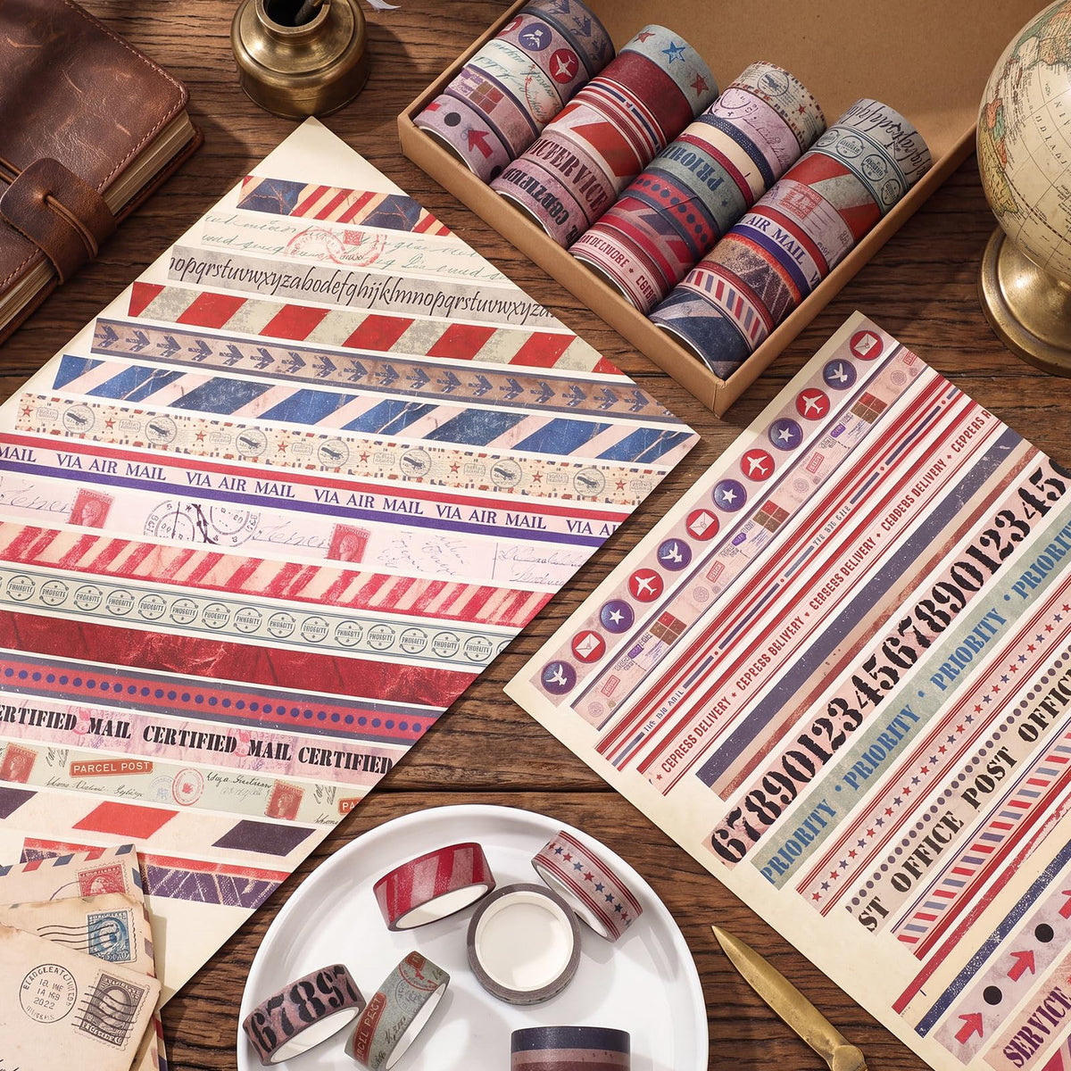 TaoBary 33 Rolls Washi Tape Set, 15mm Holiday Seasonal,Postal Style