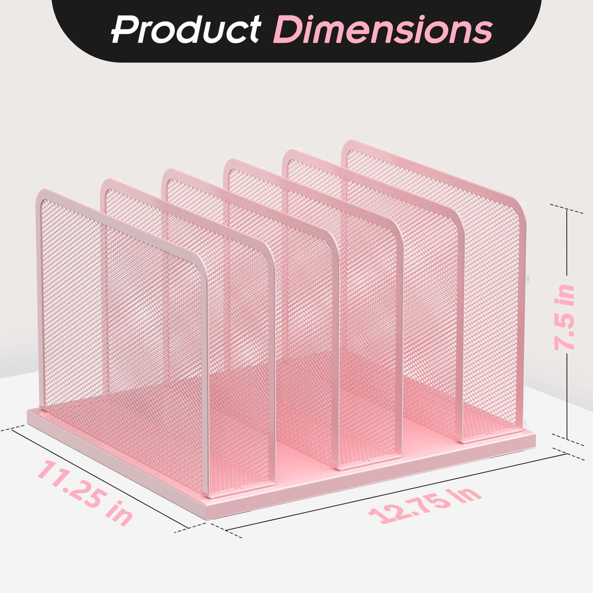 Kuntine.B 5-Section Upright Desk File Organizer Pink 1 Pack