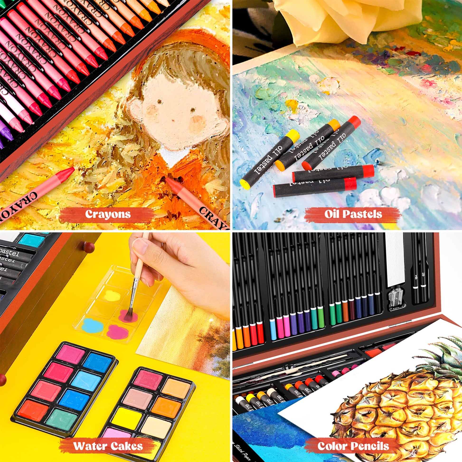 Caliart Art Supplies Kit, 153-Pack Deluxe Drawing Art Set Painting Coloring