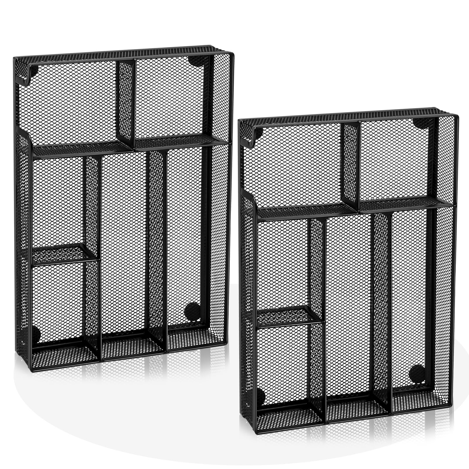 Desk Drawer Organizer, Office Drawer Divider Organizer Tray with 6 Compartments, Metal Mesh Desktop