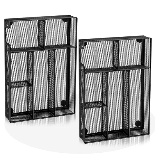 Desk Drawer Organizer, Office Drawer Divider Organizer Tray with 6 Compartments, Metal Mesh Desktop