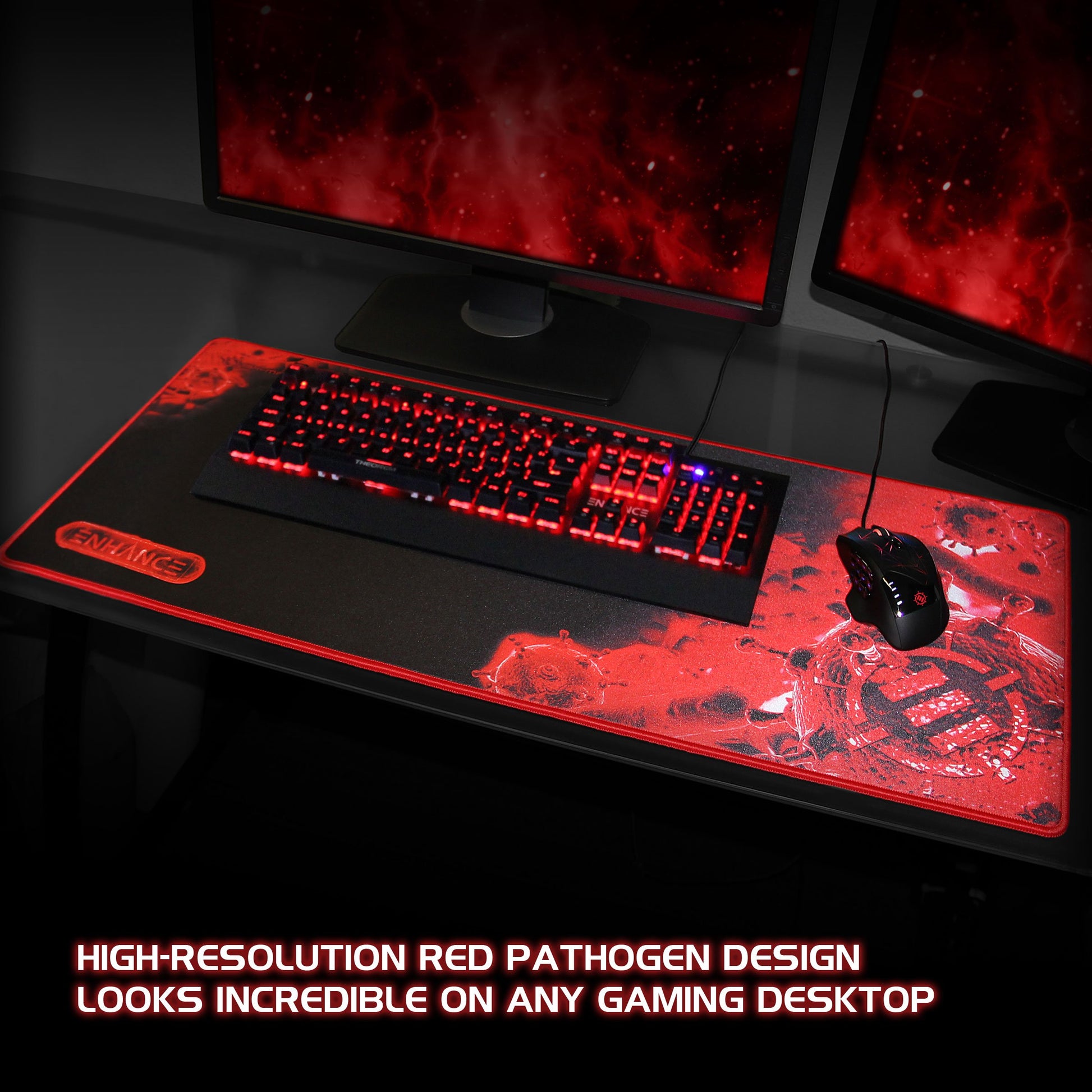 ENHANCE Extended Large Gaming Mouse Pad - XL Mouse Mat (31.5" x 13.75") Anti-Fray Stitching for
