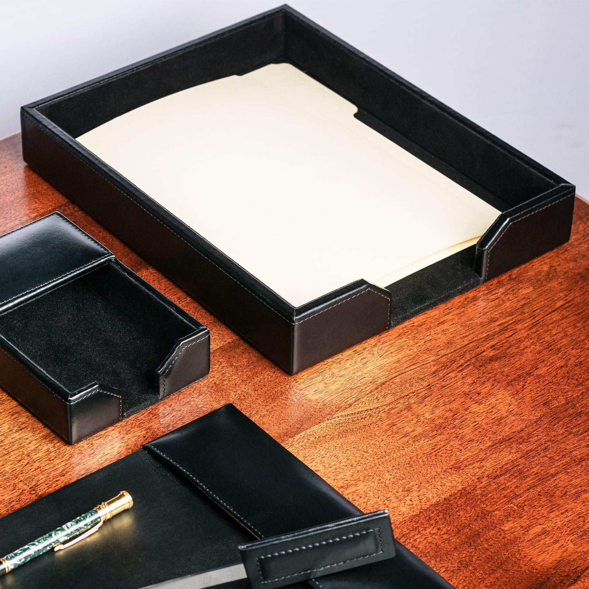 Dacasso Bonded Leather Desktop Tray Luxury Letter Holder & Paper Organizer for Desk, 13.5in x