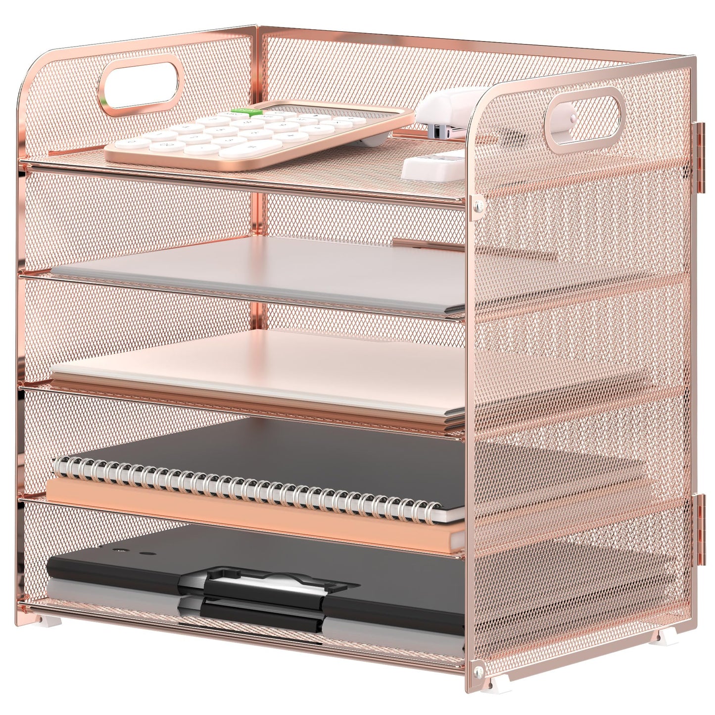 Supeasy 5 Trays Paper Organizer Letter Tray with Handle-Mesh Desk File Organizer, Paper Sorter Desk