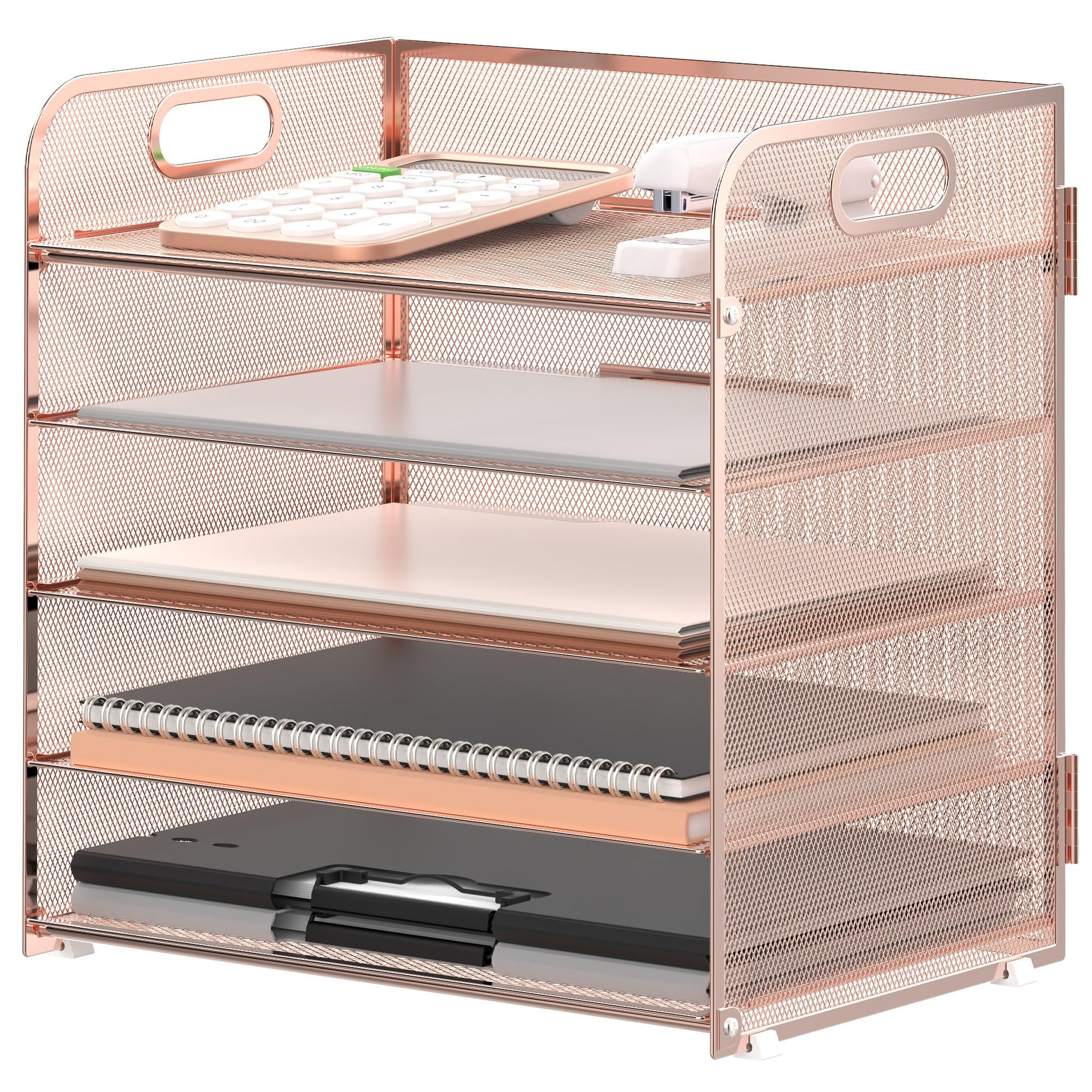 Supeasy 5 Trays Paper Organizer Letter Tray with Handle-Mesh Desk File Organizer, Paper Sorter Desk