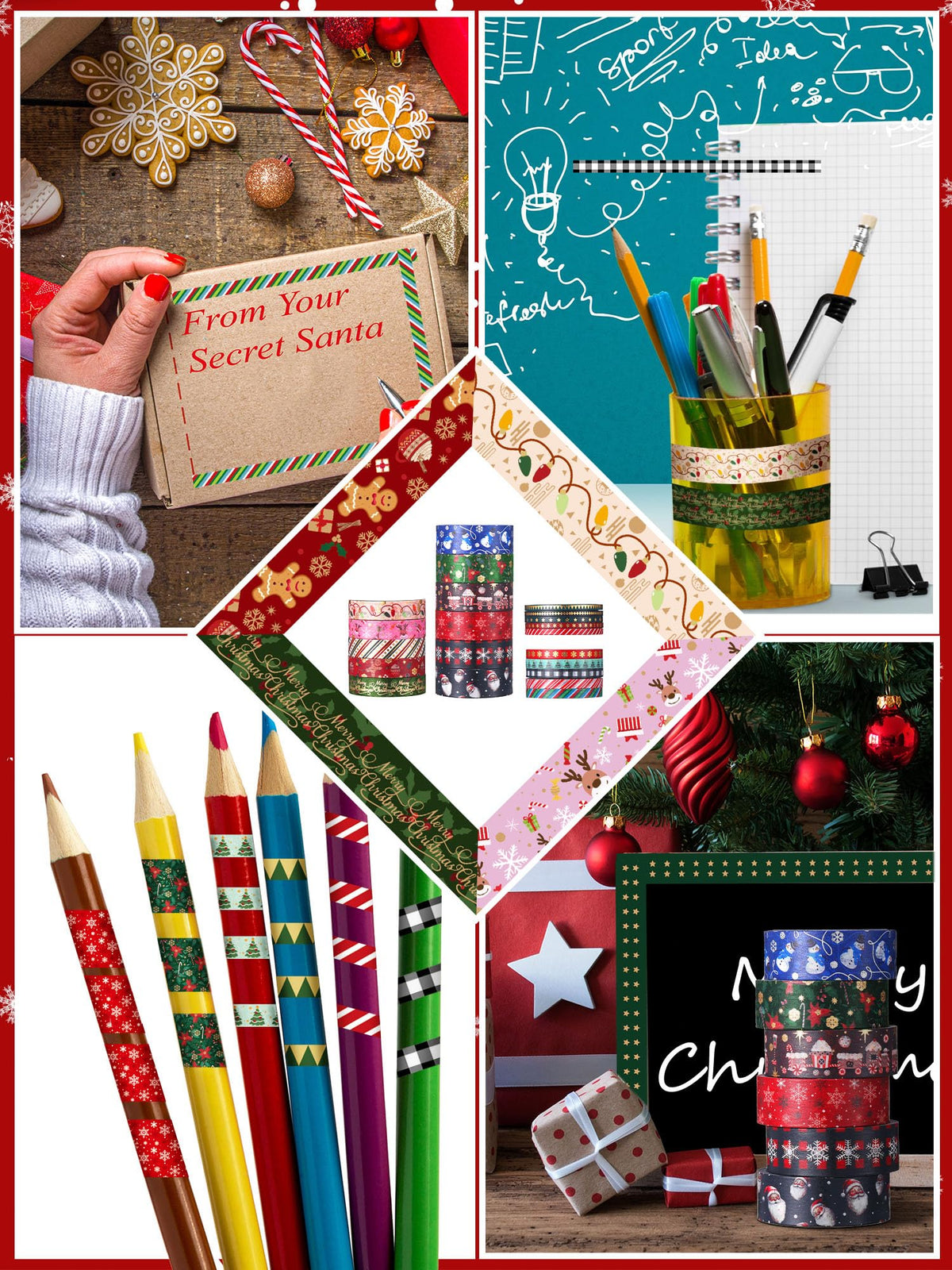 Outus 21 Rolls Christmas Gold Foil Holiday Washi Tape Decorative, Classic