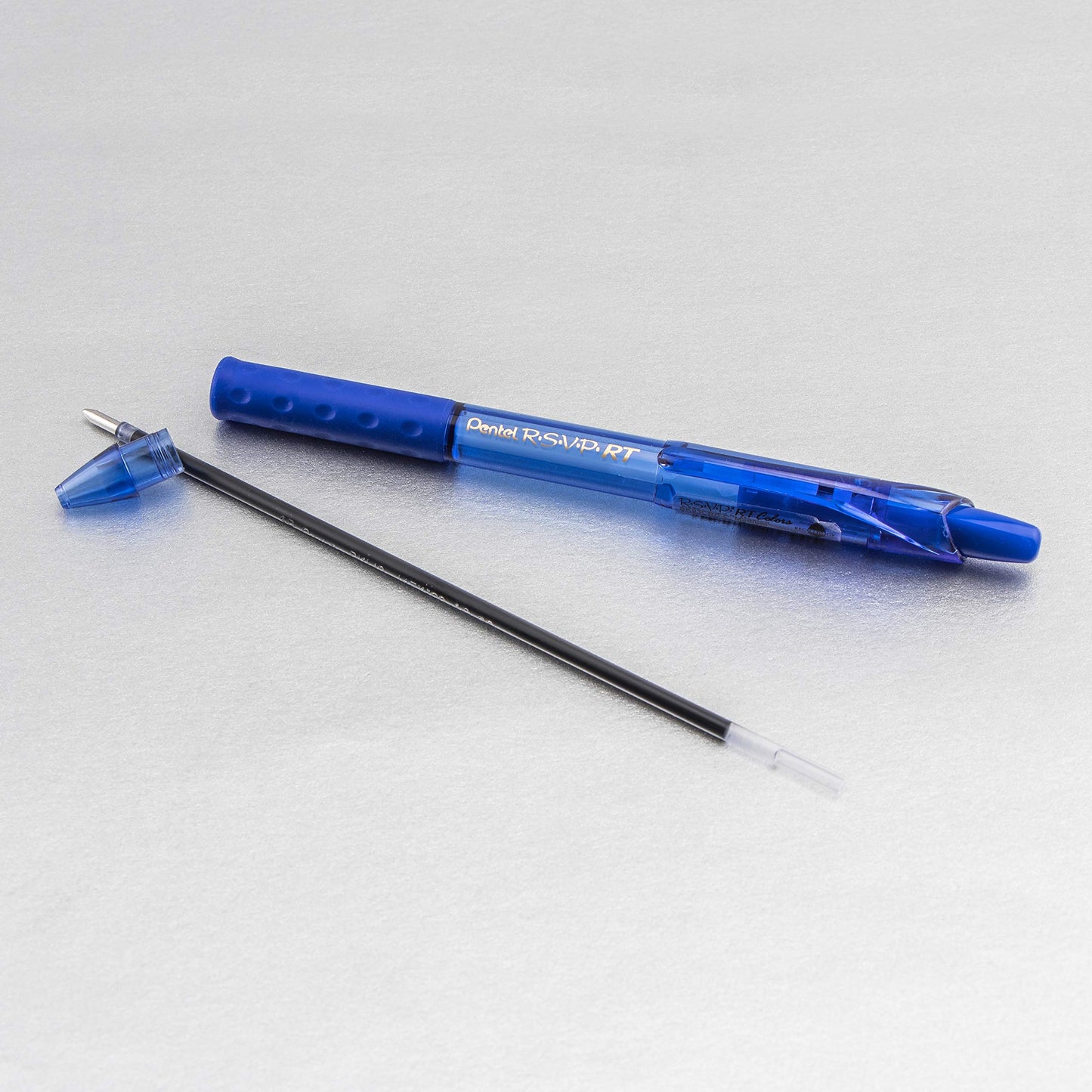 Pentel RSVP RT Colors Retractable Ballpoint Pen, (1.0mm) Medium Line, Barrel, Blue Ink, Box of 12