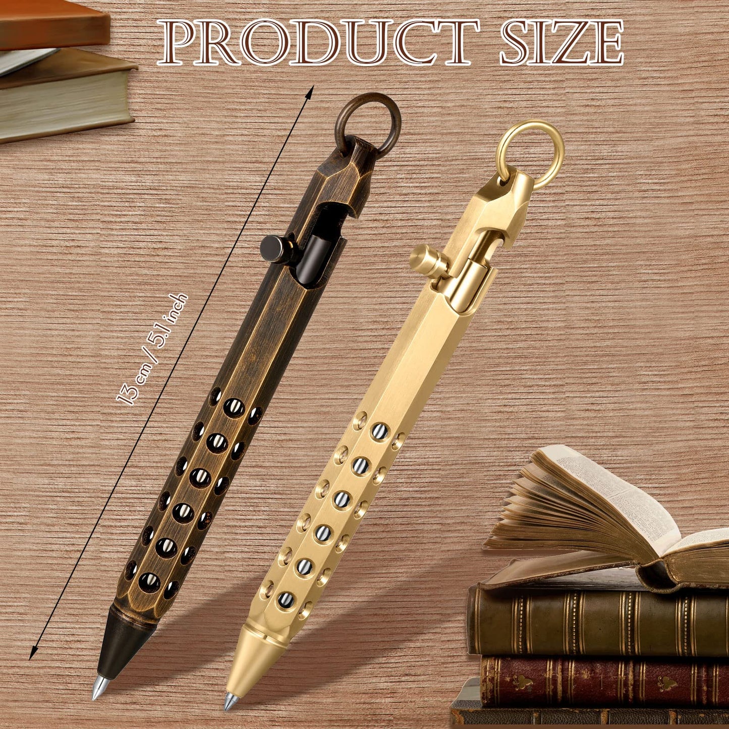 Chinco 12 Pcs Bolt Action Pen Sets Gift for Men 4 Hexagon Solid Brass Pens 8 Ink Refills Edc Pen