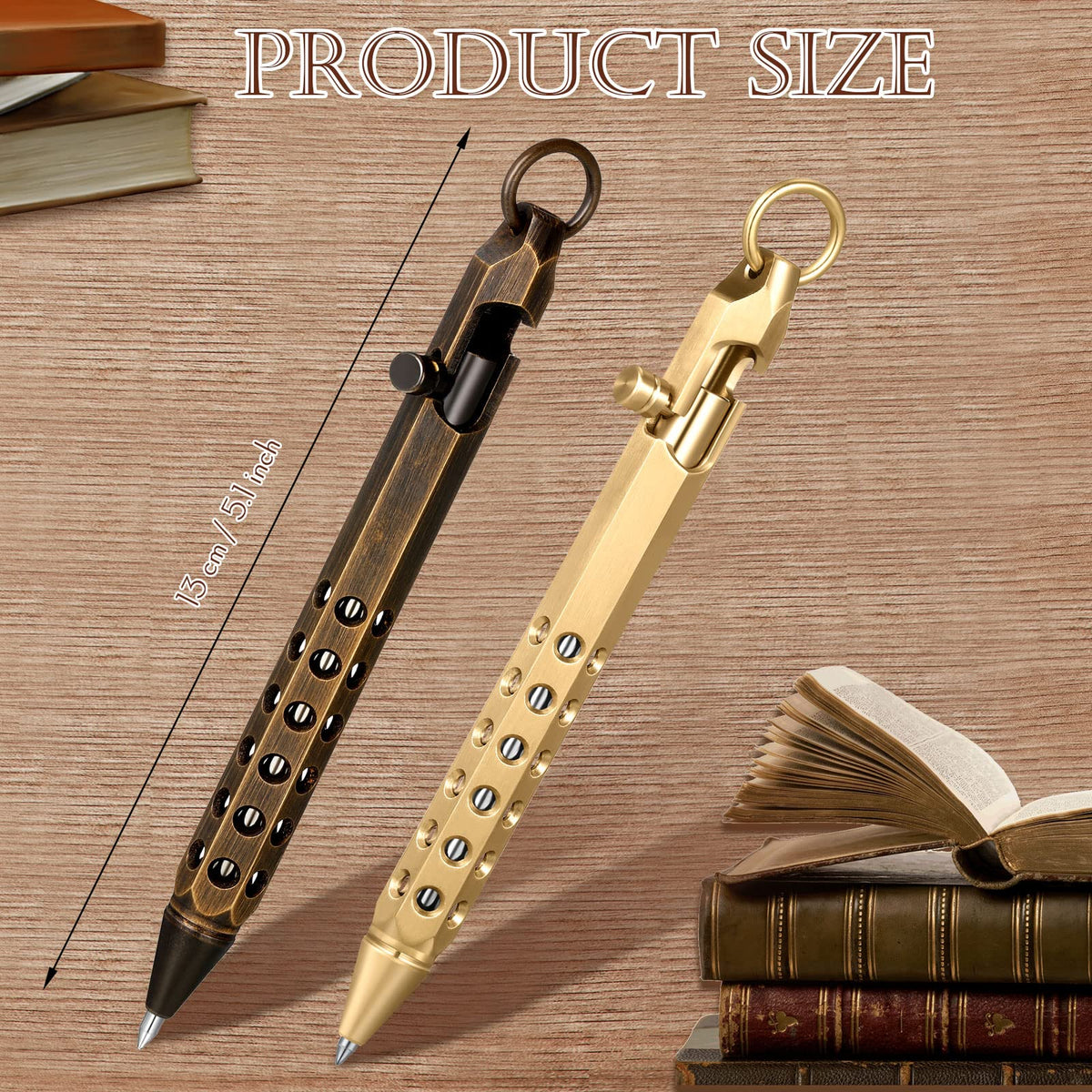 Chinco 12 Pcs Bolt Action Pen Sets Gift for Men 4 Hexagon Solid Brass Pens 8 Ink Refills Edc Pen