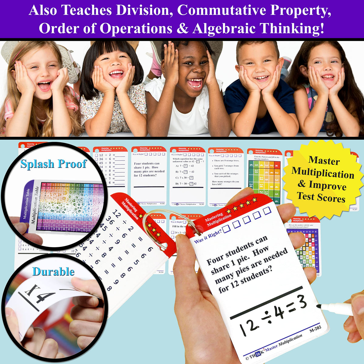 Think2Master Premium 260 Laminated Multiplication & Triangle Division Flash Cards. (All 0-12 X