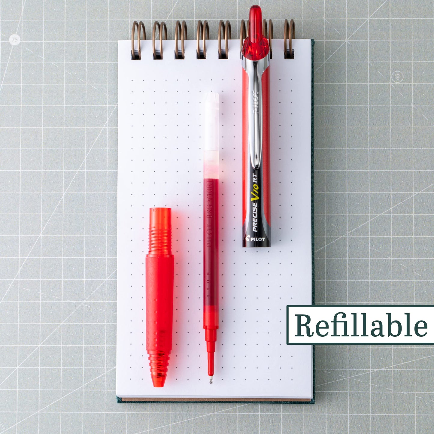 PILOT Precise V10 RT Refillable & Retractable Rolling Ball Pens, Bold Point, Red Ink, 12-Pack