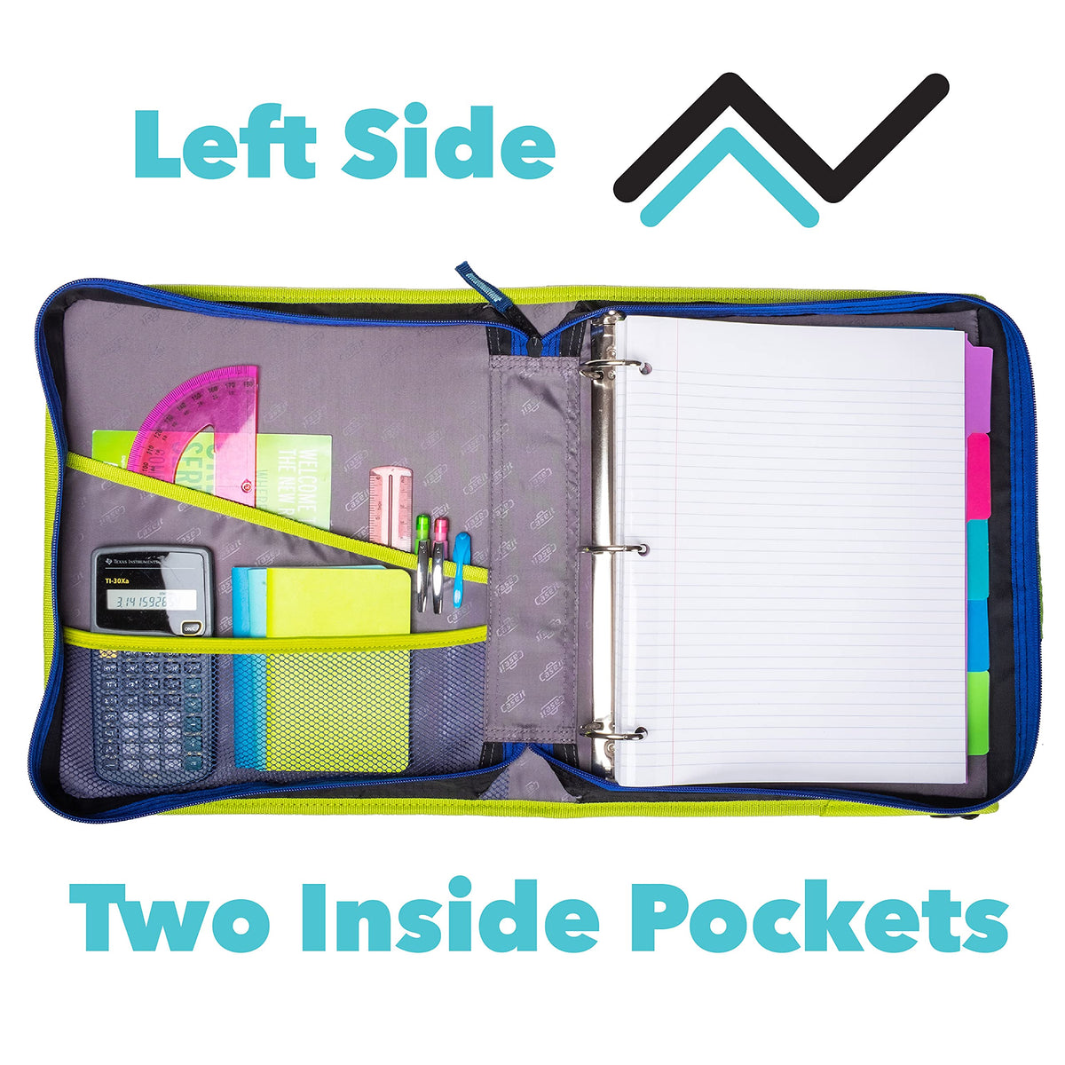 Case-it The Z Shape Zipper Binder - Two Binders in One - Double Sided 1.5 Inch D-Ring - Multiple