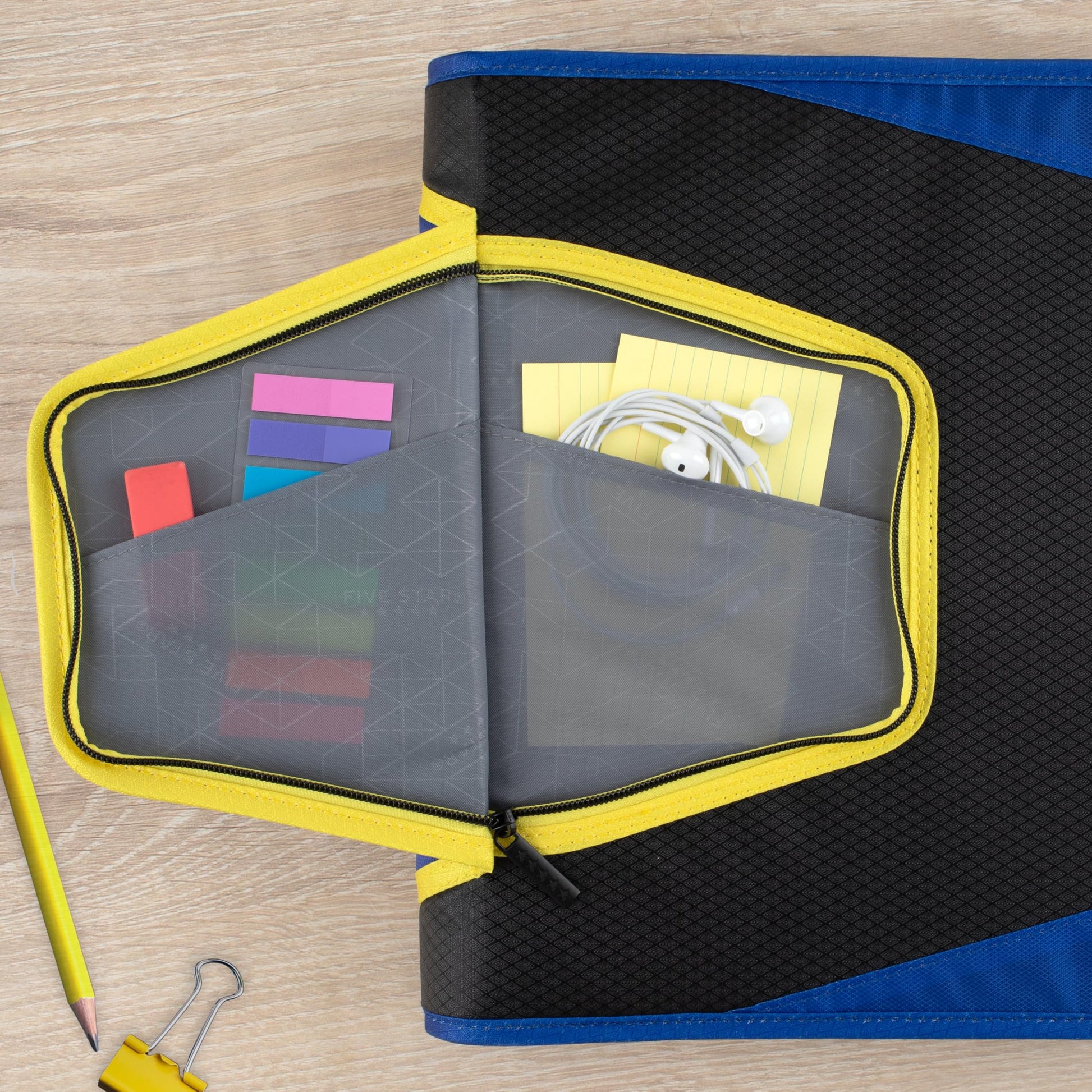 Five Star Zipper Binder 1.5 Inch O-Rings Case Organiser with 3-Pocket Expanding File, 500 Sheet