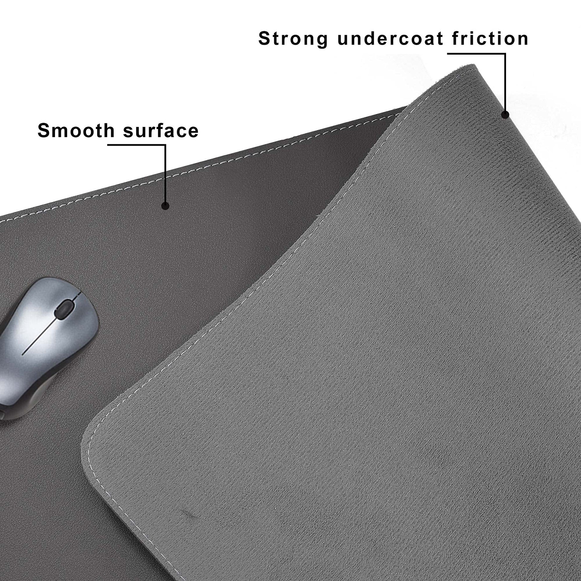 CENNBIE Leather Desk Mat,39.3x19.6 Desk Pad Blotter Protector (Grey)