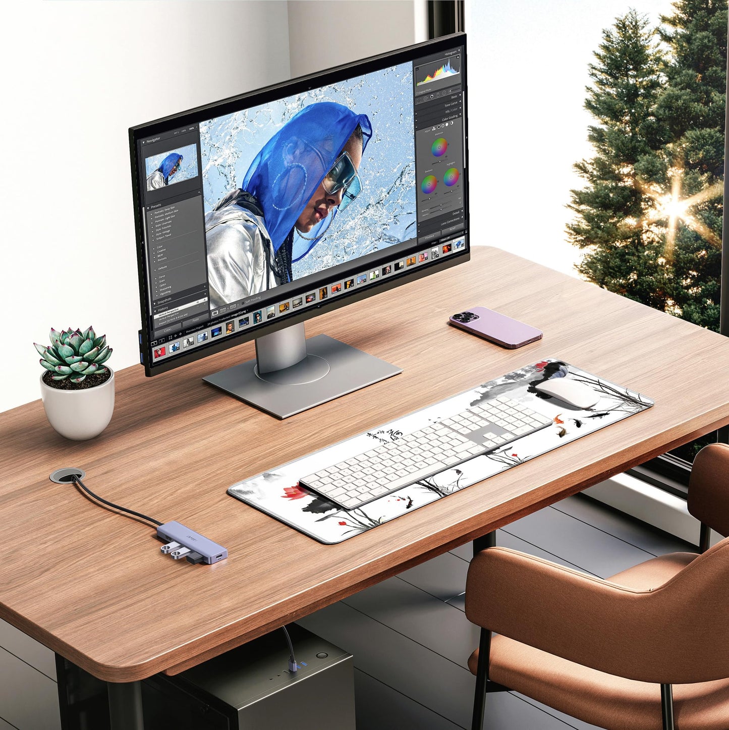 LL-COEUR XXL Landscape Gaming Mouse Pad Computer Keyboard Mat Office Desk Pad (Lotus, 31.4" x 11.8"
