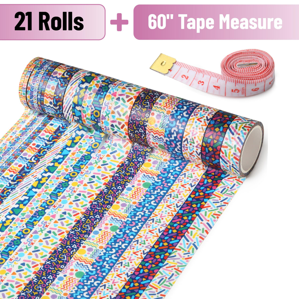 Mr. Pen- Washi Tape Set, 21 Rolls, Assorted Sizes, 5 Yards/Roll