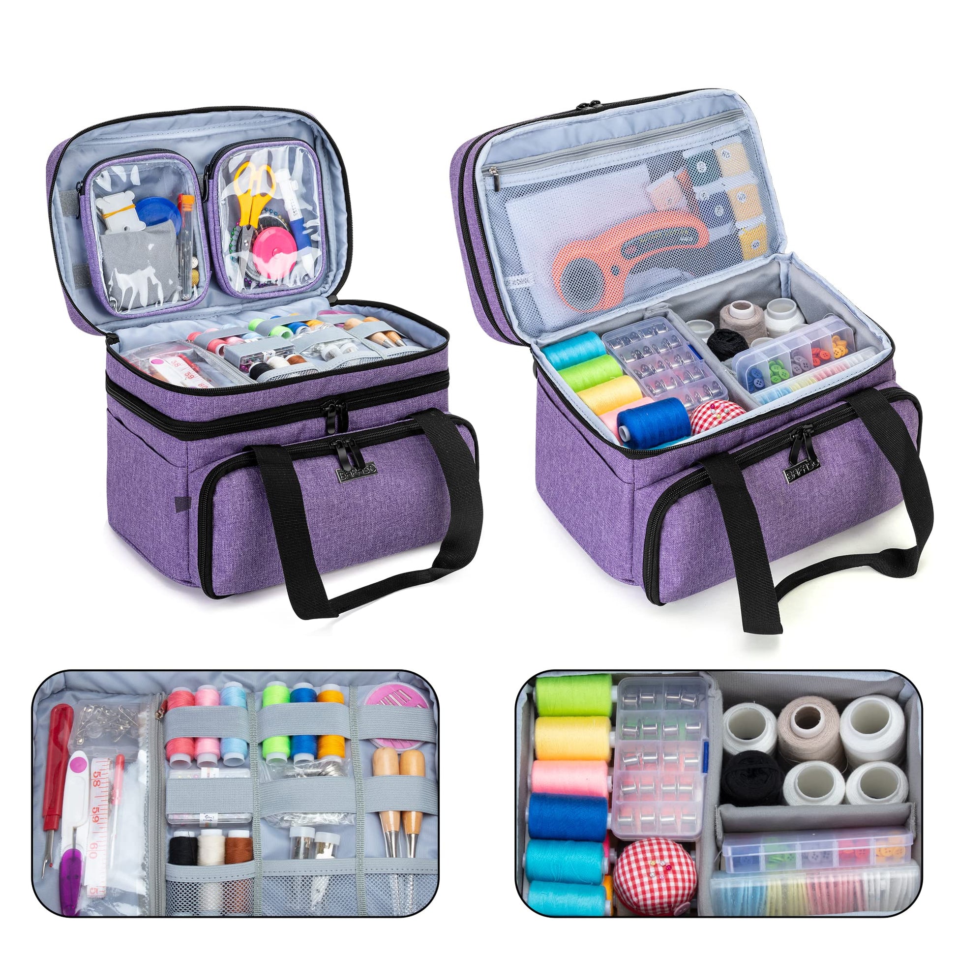 BAFASO Double Layer Sewing Accessories Organizer, Purple