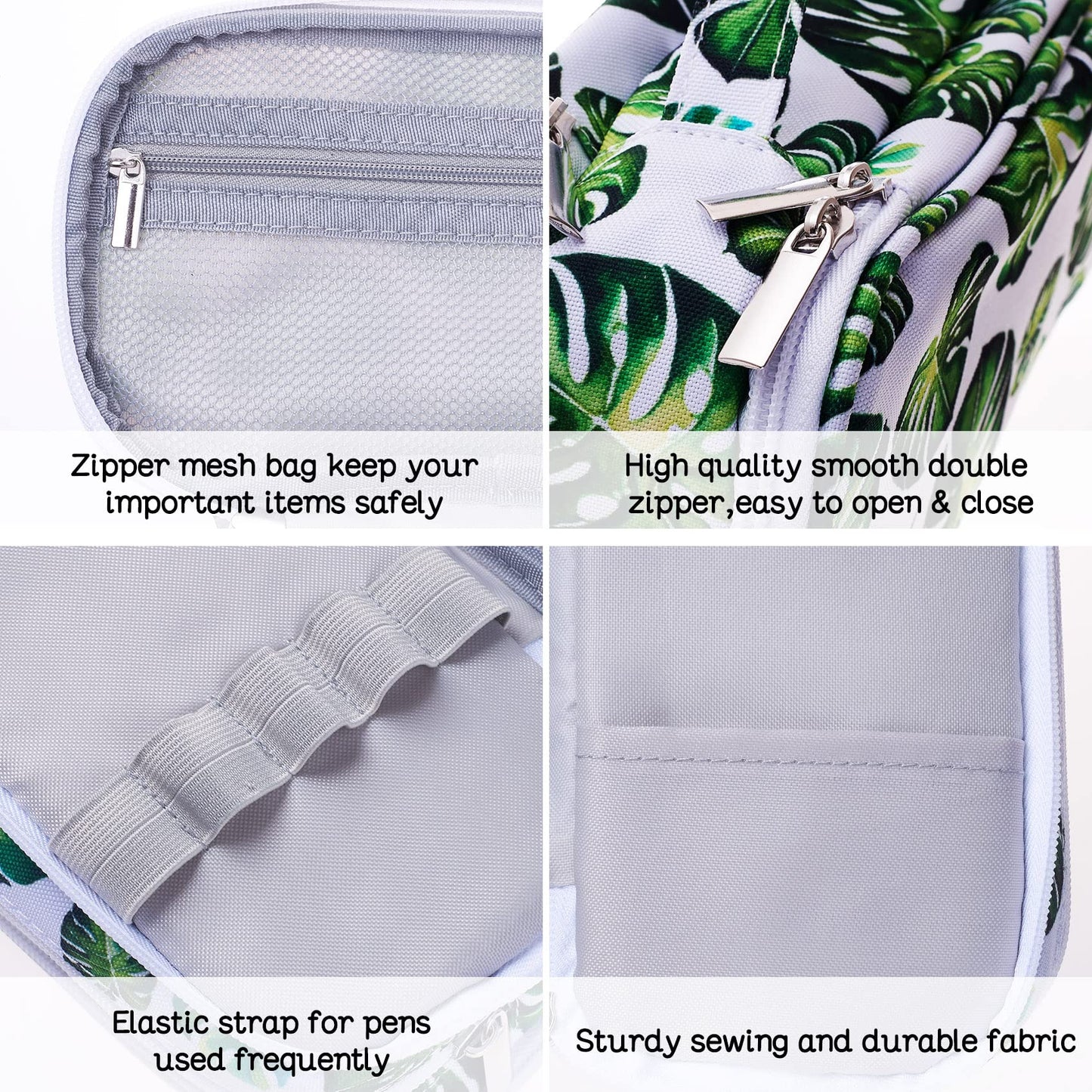LParkin Tree Leaves Cute Pencil Case Super Large Capacity 3 Compartments Canvas Pen Bag Pouch
