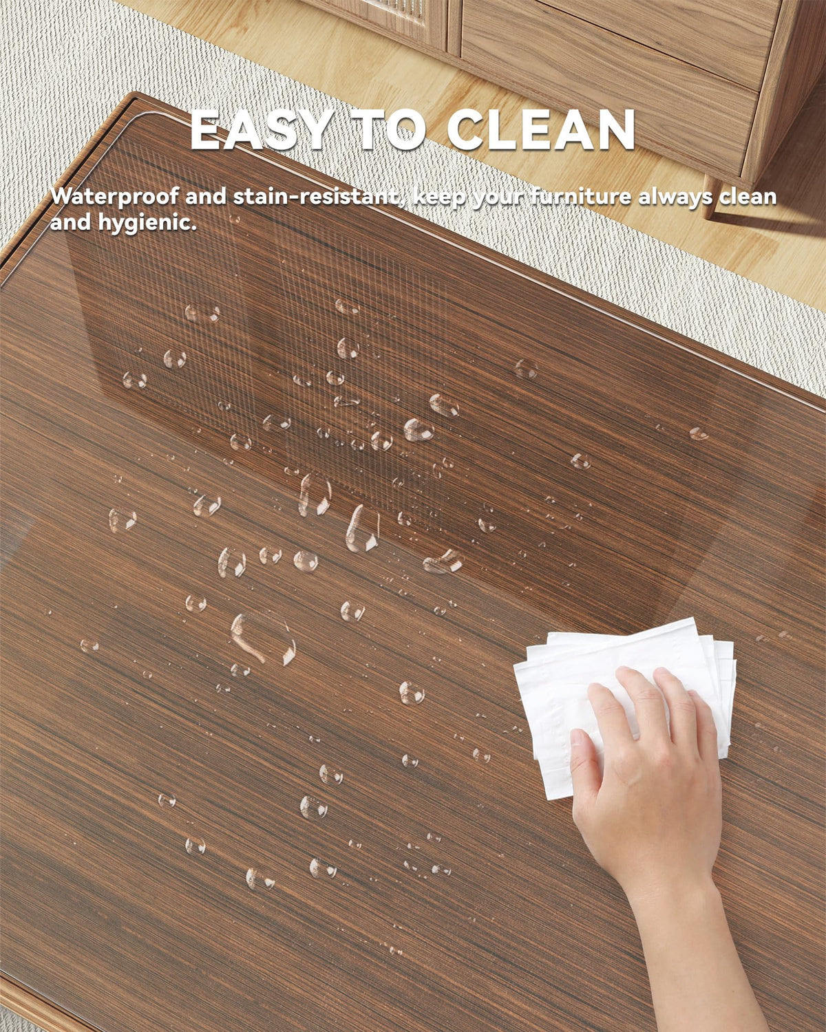 Oterri Clear Writing Desk Pad, 16’’x30” Heat Resistant Waterproof PVC Round Edge Durable Desk