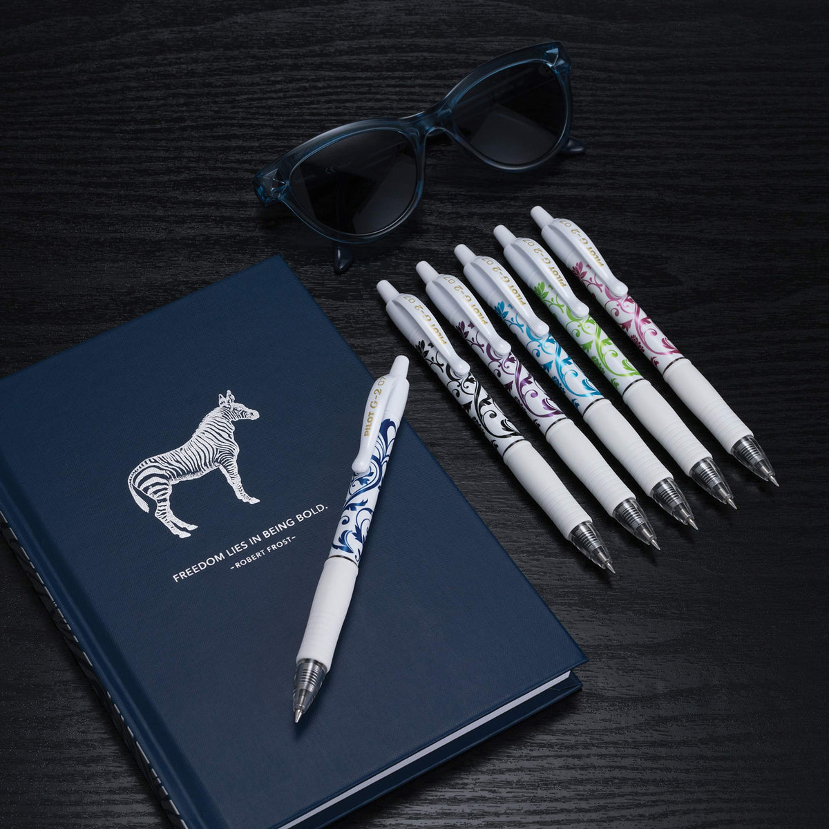 PILOT G2 Fashion Collection Premium Gel Ink Pens, Fine Point (0.7mm), White Barrels with Assorted