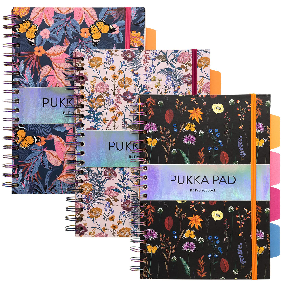 Pukka Pad 5 Subject Spiral Notebook 3-Pack - 200 Pages, 100 Sheets of 80GSM Paper with