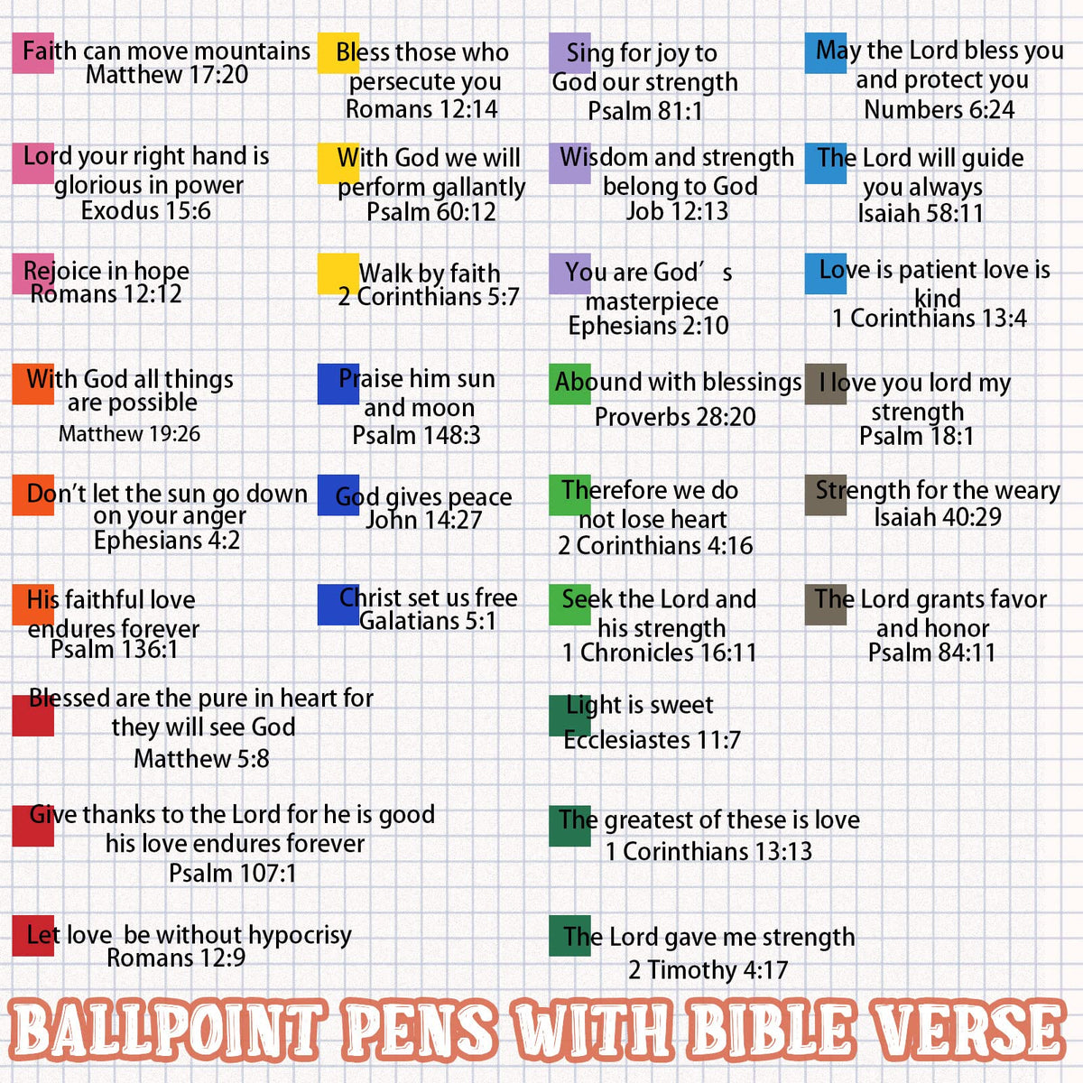 Geosar 90Pcs Christian Bible Verse Ballpoint Pen Gift Scripture, Multicolor
